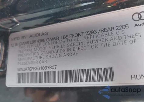 2016 Audi A3 1.8T Premium z USA, uszkodzony, nr VIN WAUA7GFFXG1067307